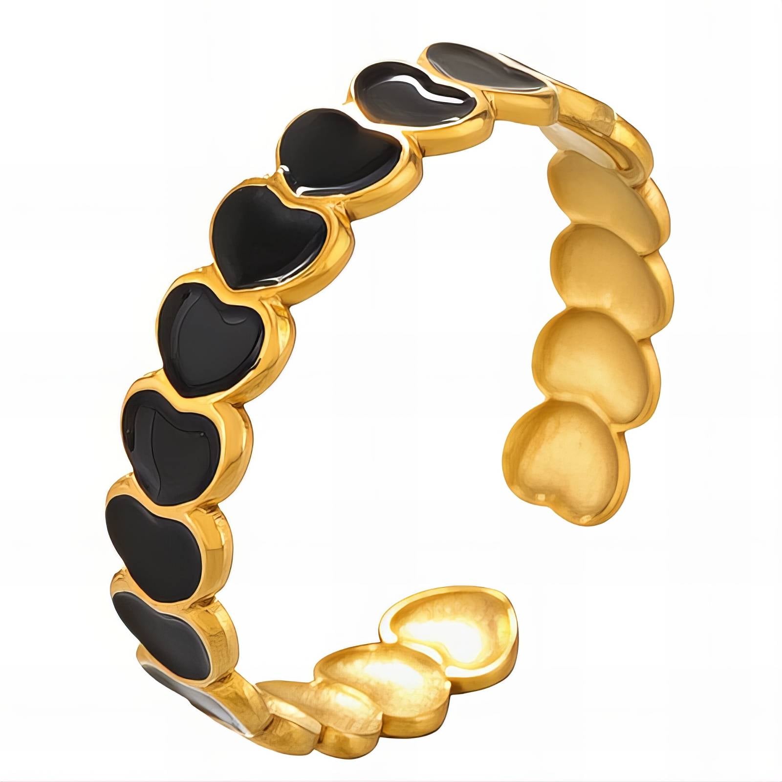Black Hearts Adjustable Ring